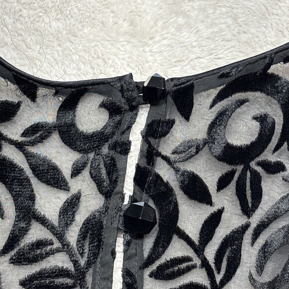 Vtg Hollywood Nites Velvet Cocktail Dress Size 4 Floral Brocade Long Sleeve USA - Picture 7 of 8